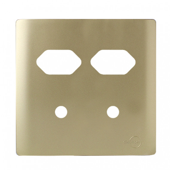 Placa p/ 2 Tomadas + 2 Furos 4x4 - Novara Dourado Placa p/ 2 Tomadas + 2 Furos 4x4 - Novara Dourado